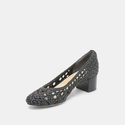 Lula Black Woven Raffia Heels Dolce Vita