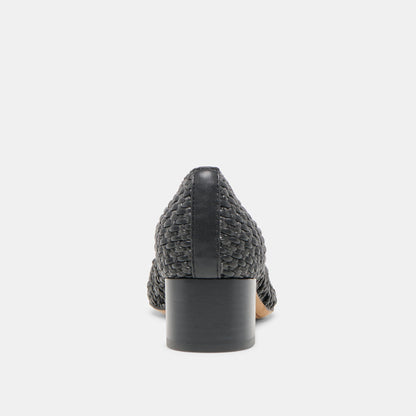 Lula Black Woven Raffia Heels Dolce Vita