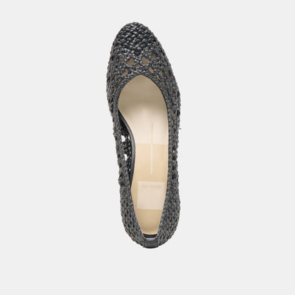 Lula Black Woven Raffia Heels Dolce Vita