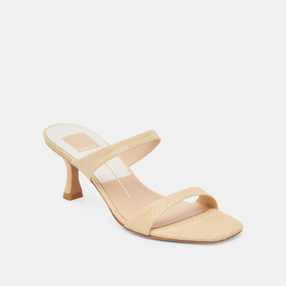 Genora Wide Lt Natural Woven Raffia Heels Dolce Vita