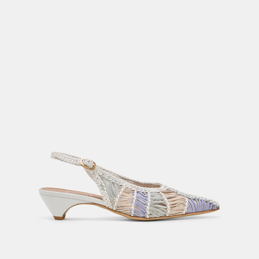 Dafney White Multi Woven Leather Heels Dolce Vita