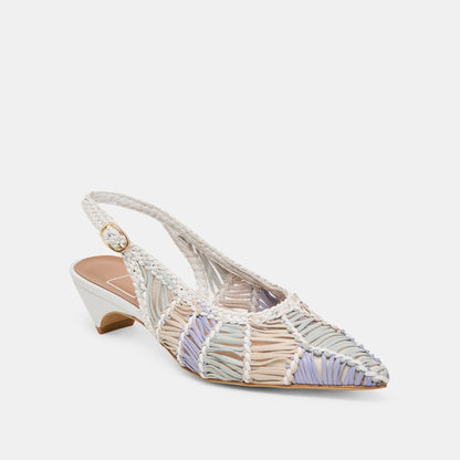 Dafney White Multi Woven Leather Heels Dolce Vita