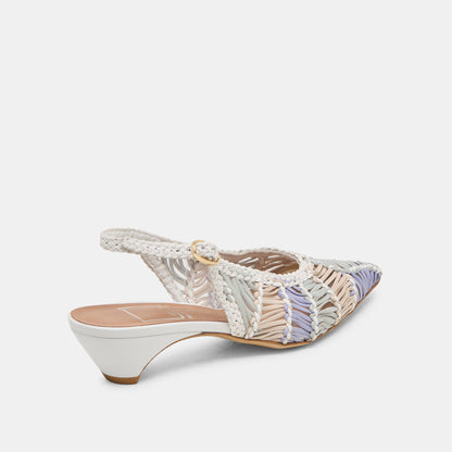 Dafney White Multi Woven Leather Heels Dolce Vita