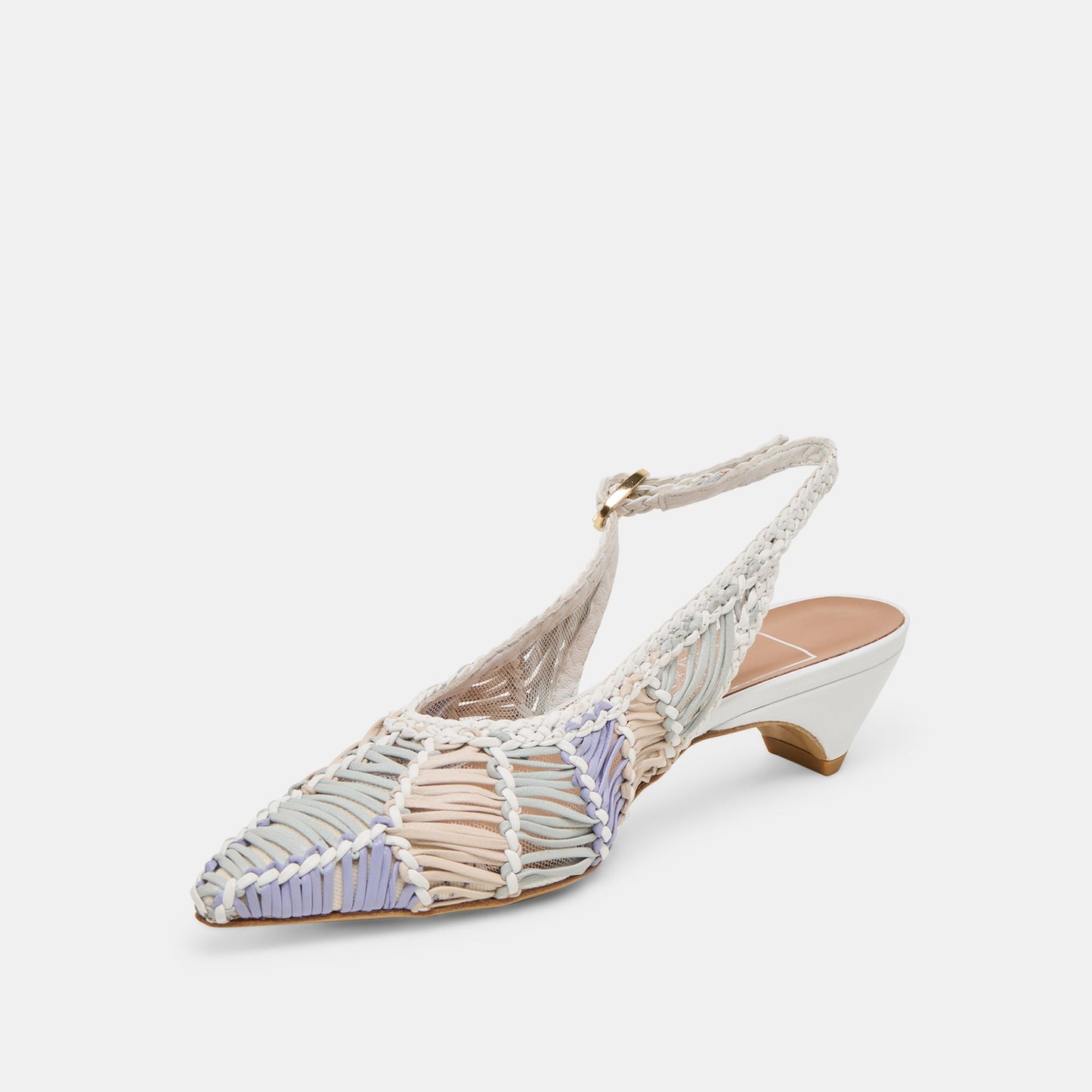 Dafney White Multi Woven Leather Heels Dolce Vita