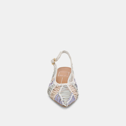 Dafney White Multi Woven Leather Heels Dolce Vita