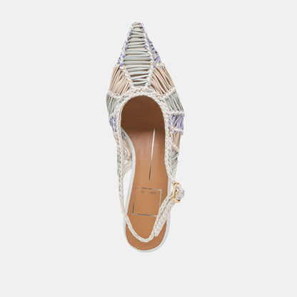 Dafney White Multi Woven Leather Heels Dolce Vita