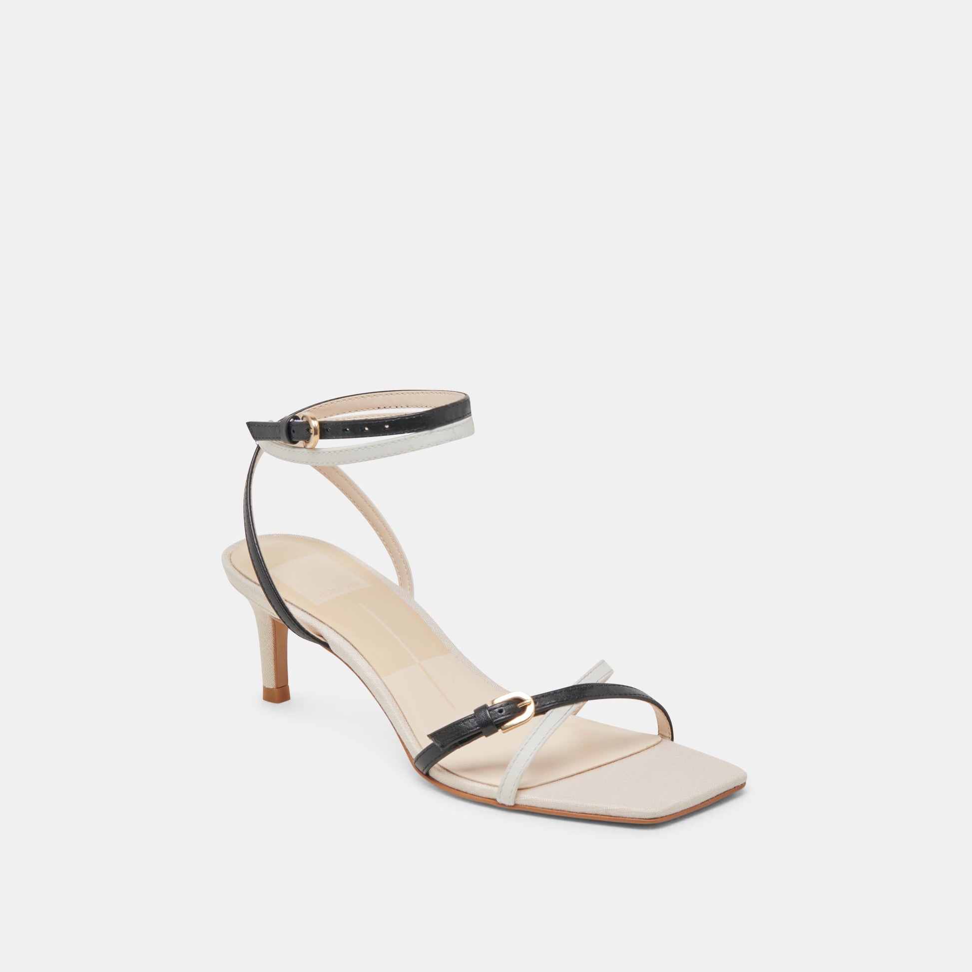 BAMBY HEELS WHITE BLACK LEATHER Dolce Vita
