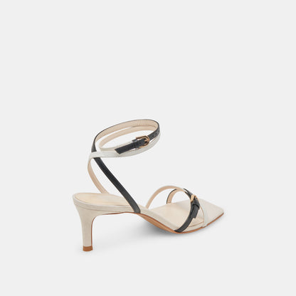 BAMBY HEELS WHITE BLACK LEATHER Dolce Vita