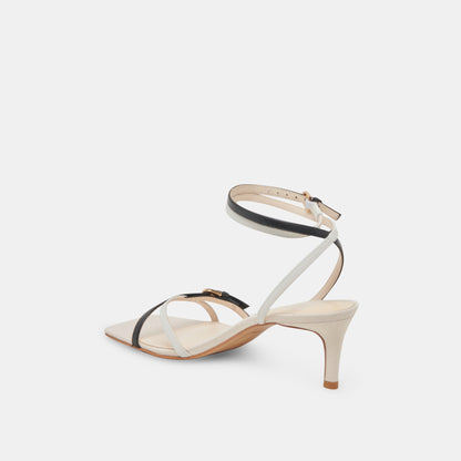 BAMBY HEELS WHITE BLACK LEATHER Dolce Vita