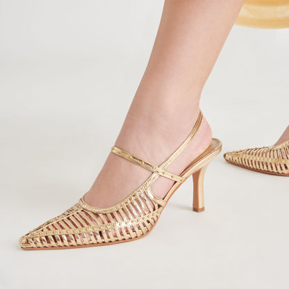 HENSAL HEELS GOLD DISTRESSED LEATHER Dolce Vita