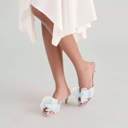 NARITA PEARL HEELS LIGHT BLUE SATIN Dolce Vita