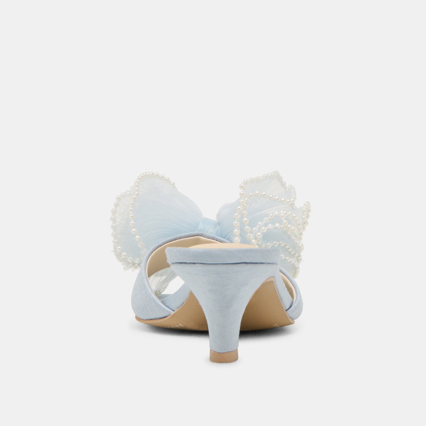 NARITA PEARL HEELS LIGHT BLUE SATIN Dolce Vita