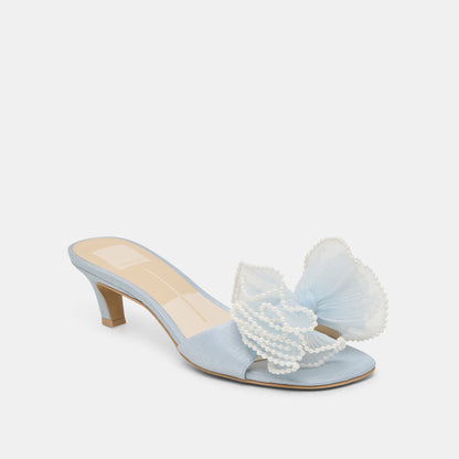 NARITA PEARL HEELS LIGHT BLUE SATIN Dolce Vita