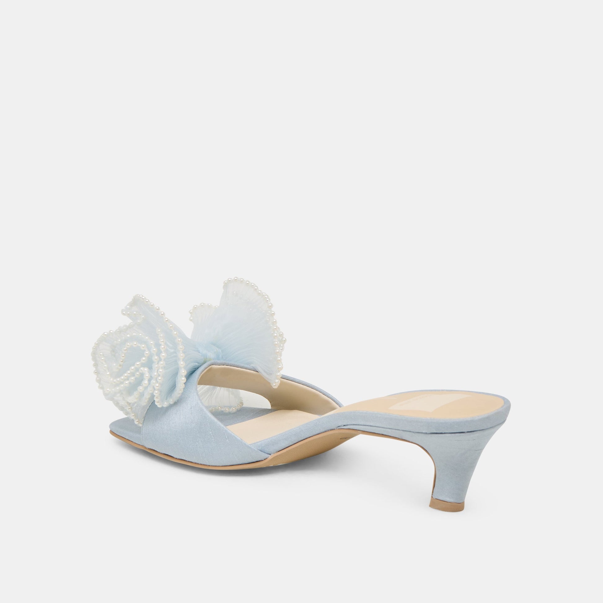 NARITA PEARL HEELS LIGHT BLUE SATIN Dolce Vita