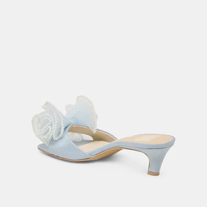 NARITA PEARL HEELS LIGHT BLUE SATIN Dolce Vita