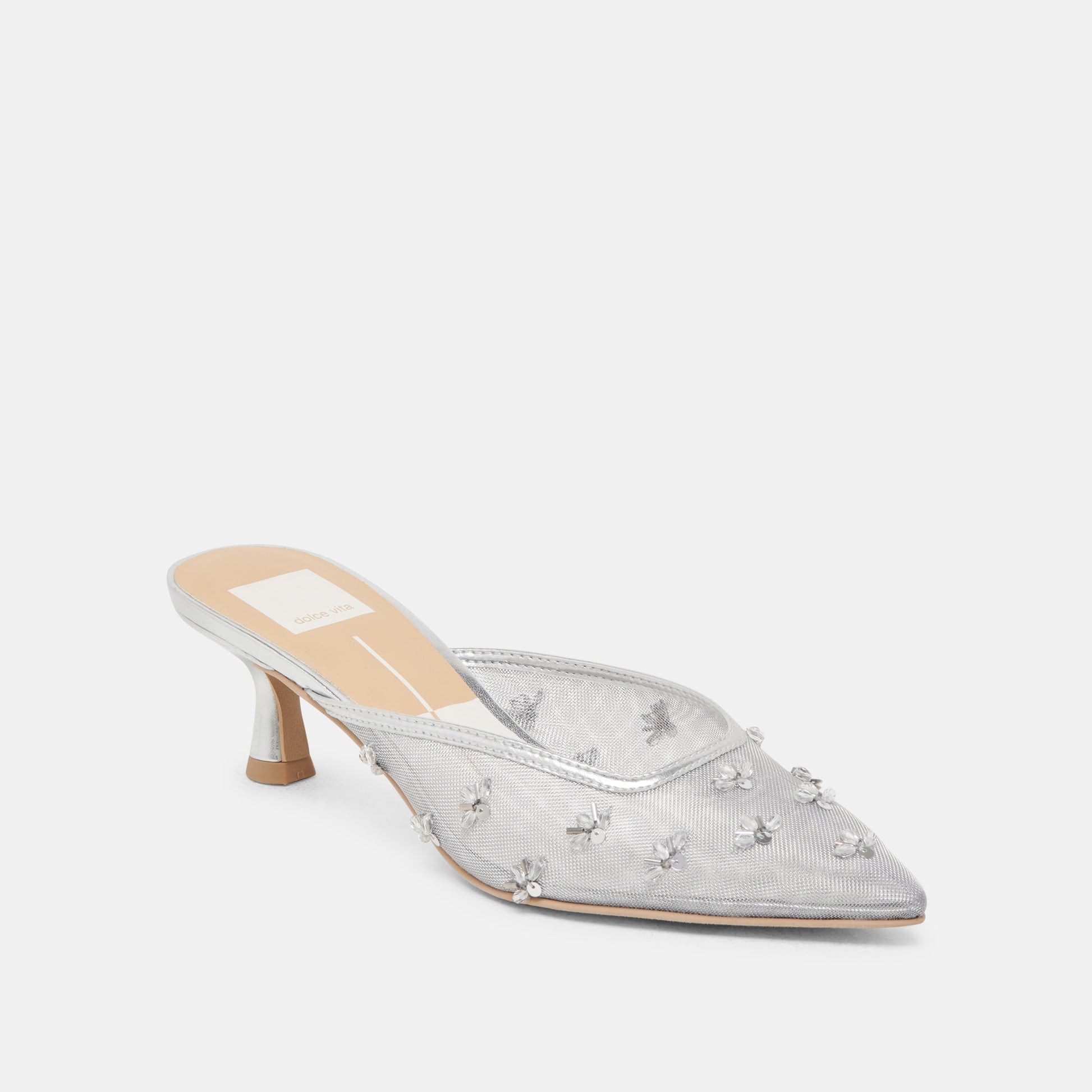 CLARA HEELS SILVER MESH Dolce Vita
