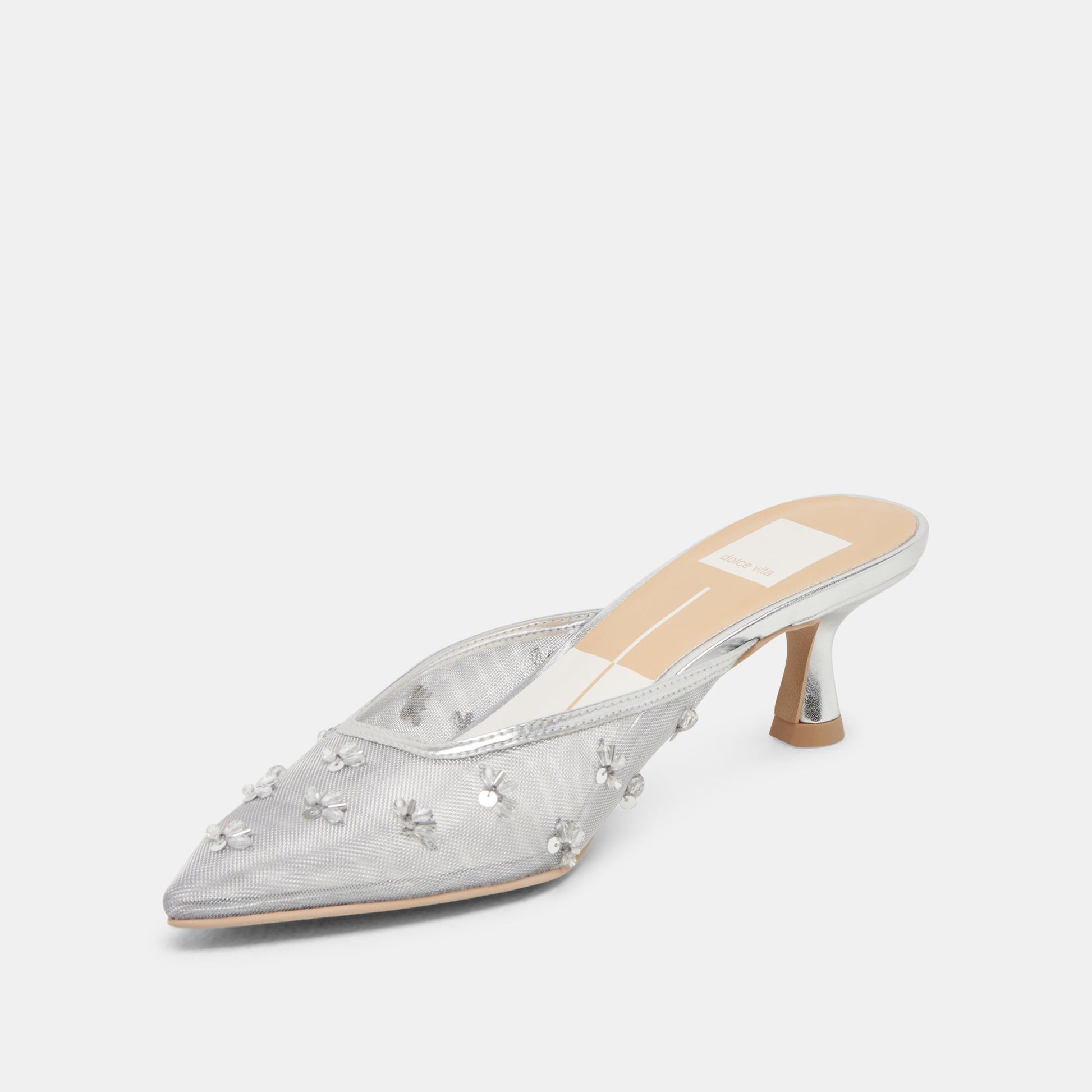 CLARA HEELS SILVER MESH Dolce Vita