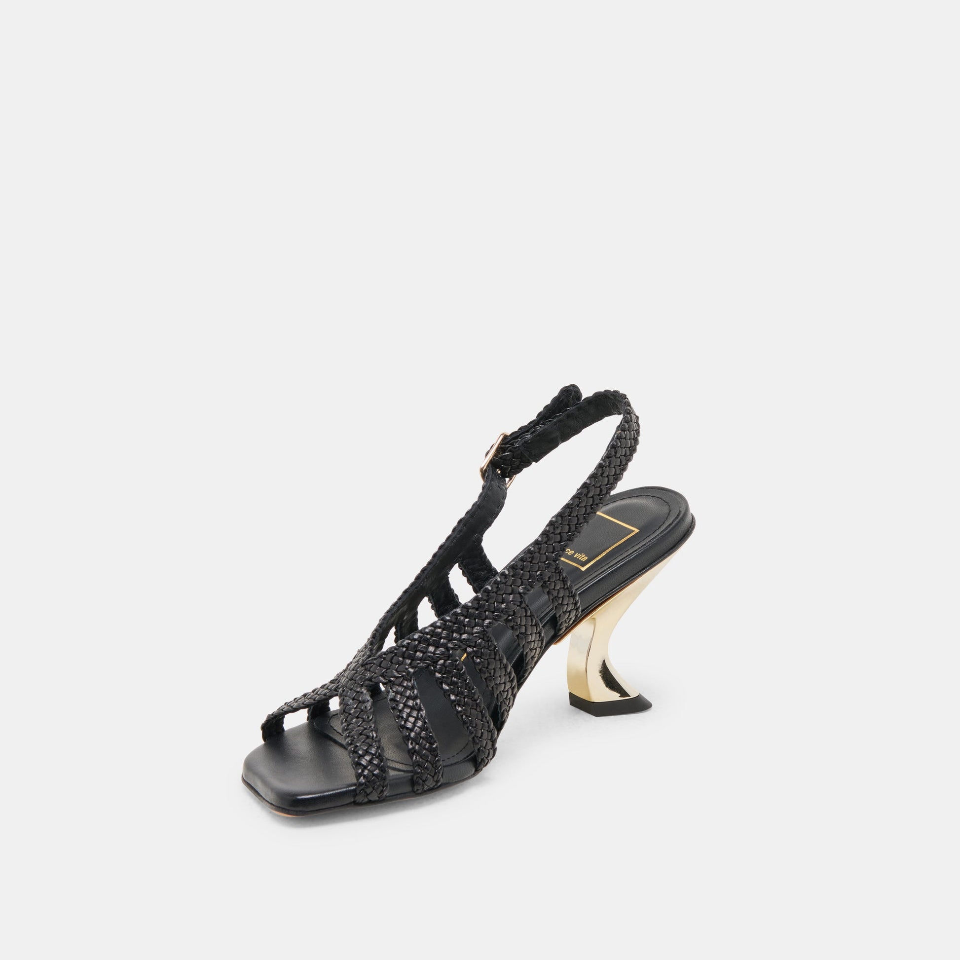 SICILY HEELS BLACK WOVEN LEATHER Dolce Vita