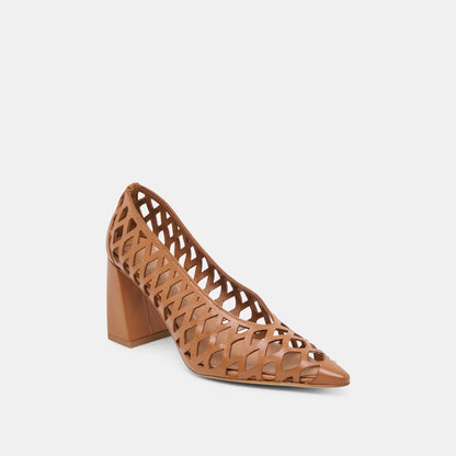 Tanya Cognac Woven Leather Heels Dolce Vita