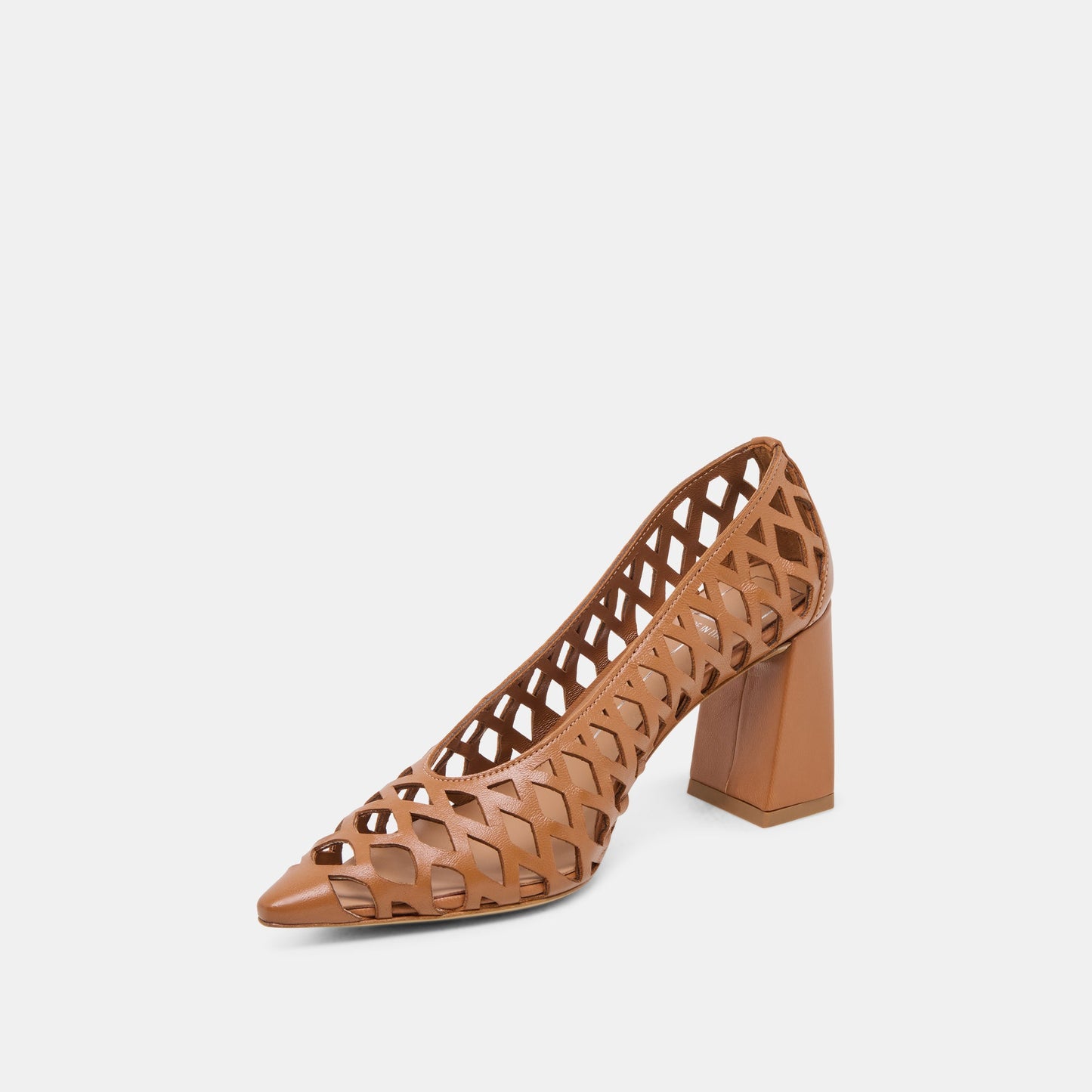 Tanya Cognac Woven Leather Heels Dolce Vita
