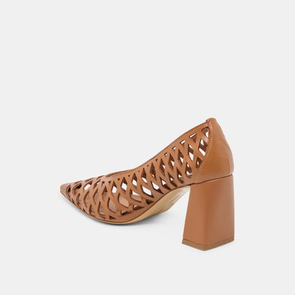Tanya Cognac Woven Leather Heels Dolce Vita