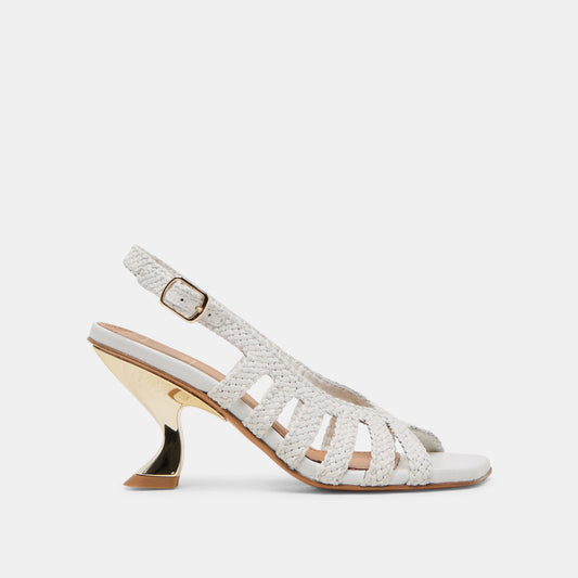 SICILY HEELS WHITE WOVEN LEATHER Dolce Vita