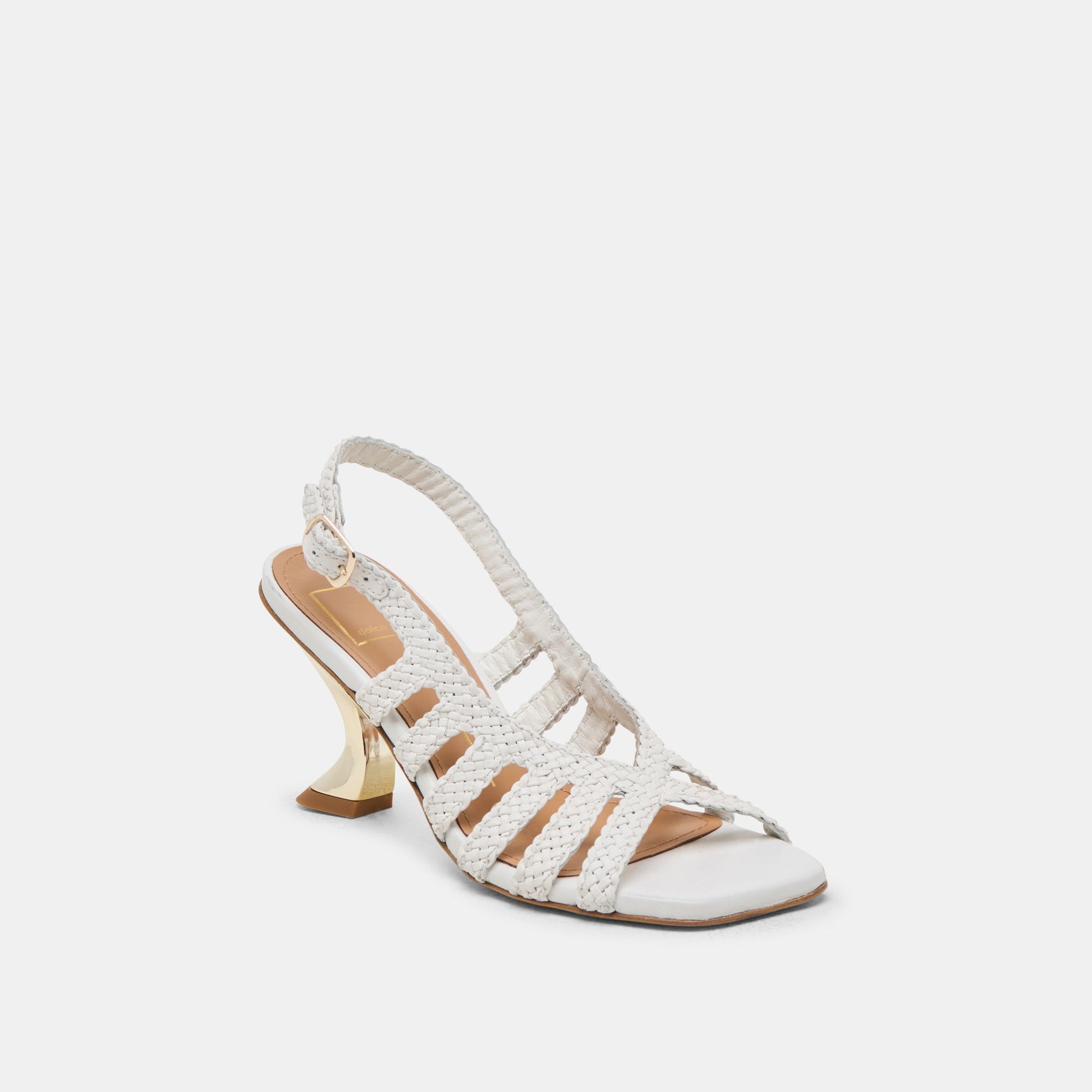 SICILY HEELS WHITE WOVEN LEATHER Dolce Vita