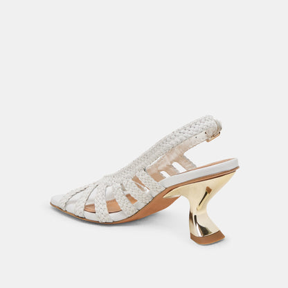 SICILY HEELS WHITE WOVEN LEATHER Dolce Vita