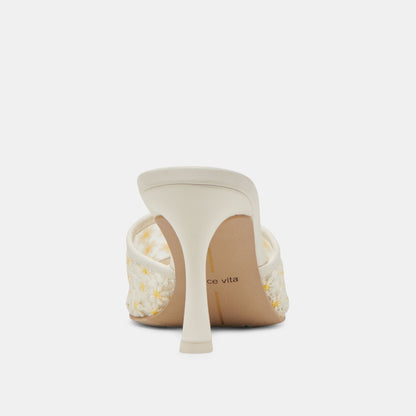 LAVENA FLORAL HEELS WHITE YELLOW FLORAL MESH Dolce Vita