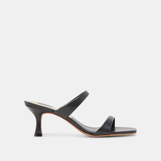 Genora Wide Black Leather Heels Dolce Vita
