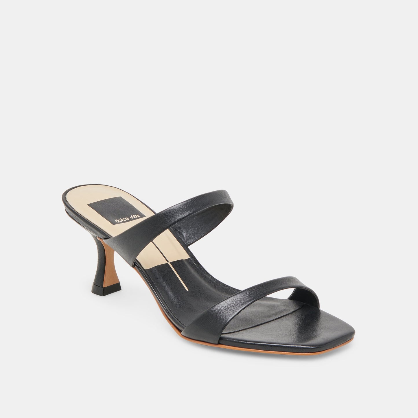 Genora Wide Black Leather Heels Dolce Vita