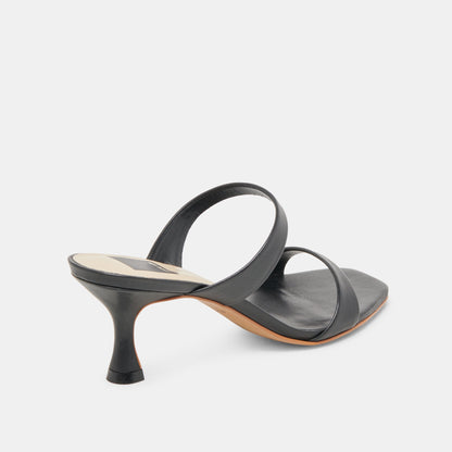 Genora Wide Black Leather Heels Dolce Vita