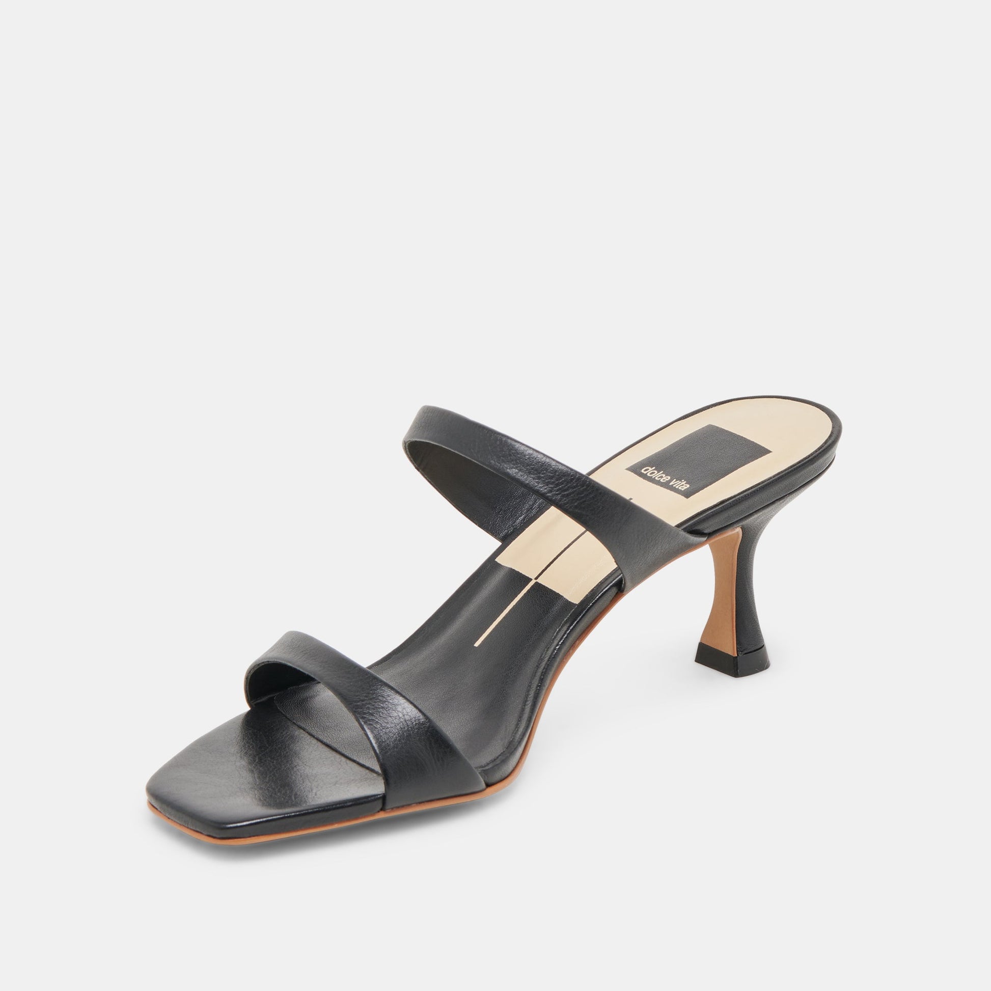 Genora Wide Black Leather Heels Dolce Vita