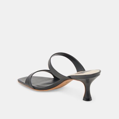Genora Wide Black Leather Heels Dolce Vita