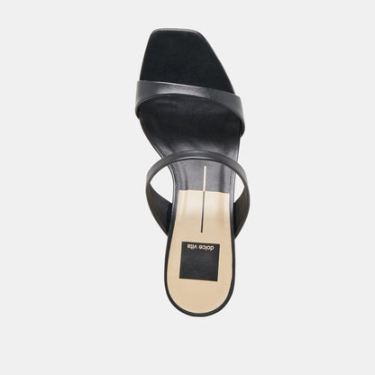 Genora Wide Black Leather Heels Dolce Vita