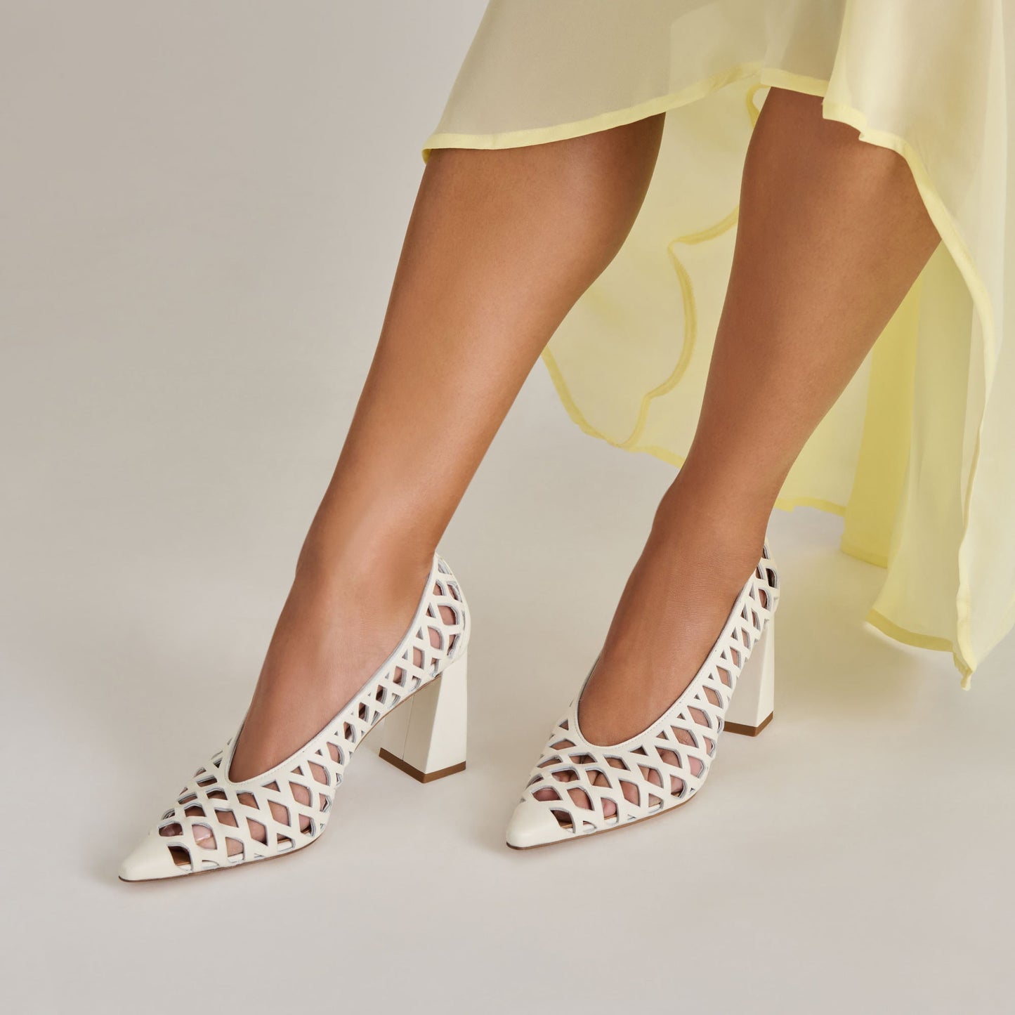 Tanya Bone Woven Leather Heels Dolce Vita