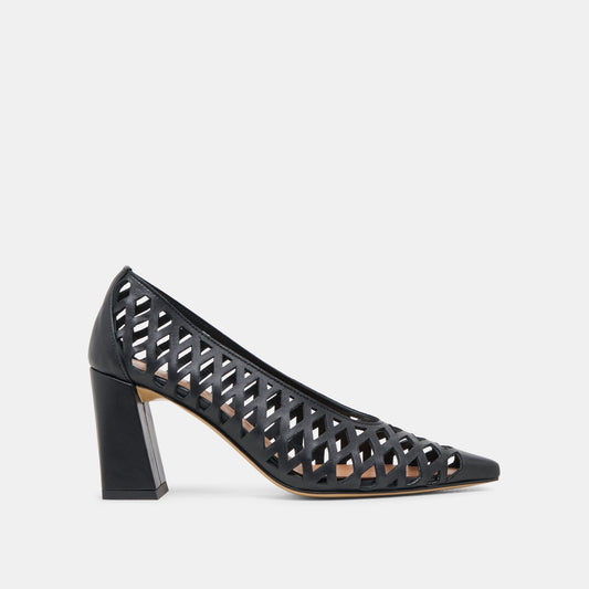 Tanya Black Woven Leather Heels Dolce Vita