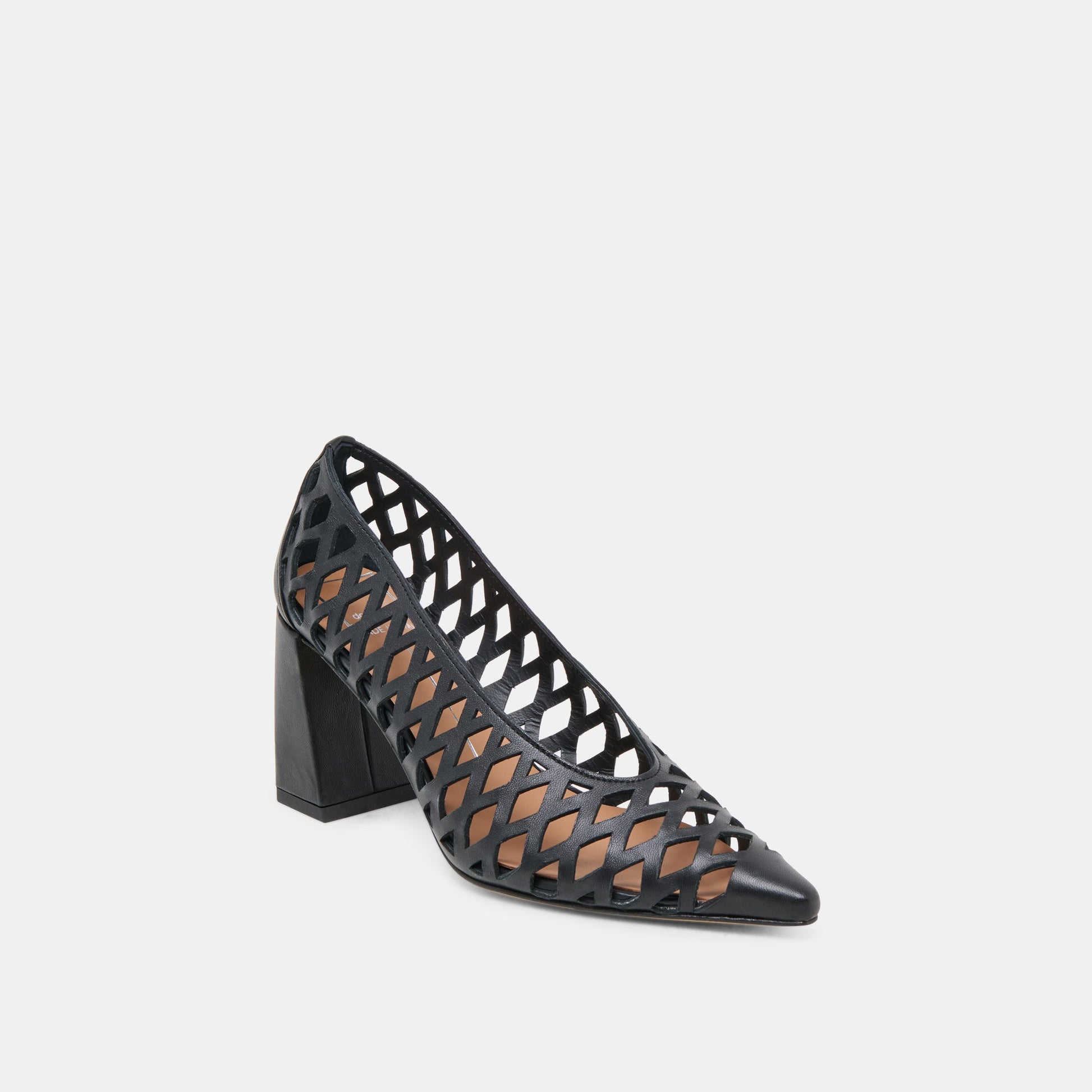 Tanya Black Woven Leather Heels Dolce Vita