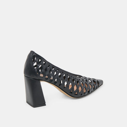 Tanya Black Woven Leather Heels Dolce Vita