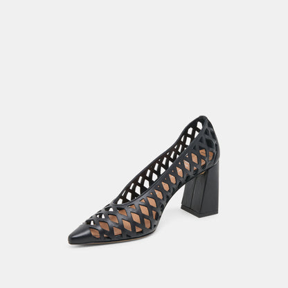 Tanya Black Woven Leather Heels Dolce Vita