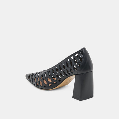 Tanya Black Woven Leather Heels Dolce Vita