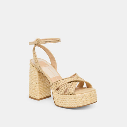 Danila Lt Natural Cross Hatch Raffia Heels Dolce Vita