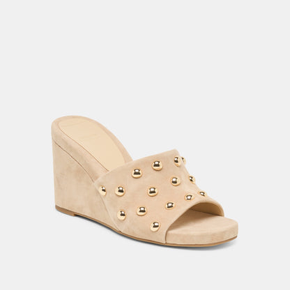 Holta Stud Camel Suede Wedges Dolce Vita