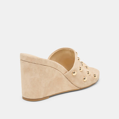 Holta Stud Camel Suede Wedges Dolce Vita