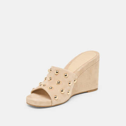 Holta Stud Camel Suede Wedges Dolce Vita