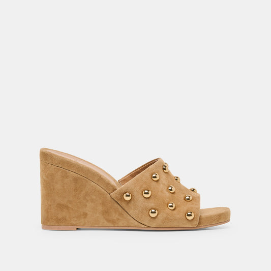 Holta Stud Lt Brown Suede Wedges Dolce Vita