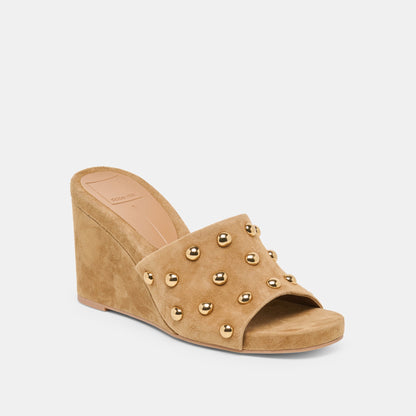 Holta Stud Lt Brown Suede Wedges Dolce Vita