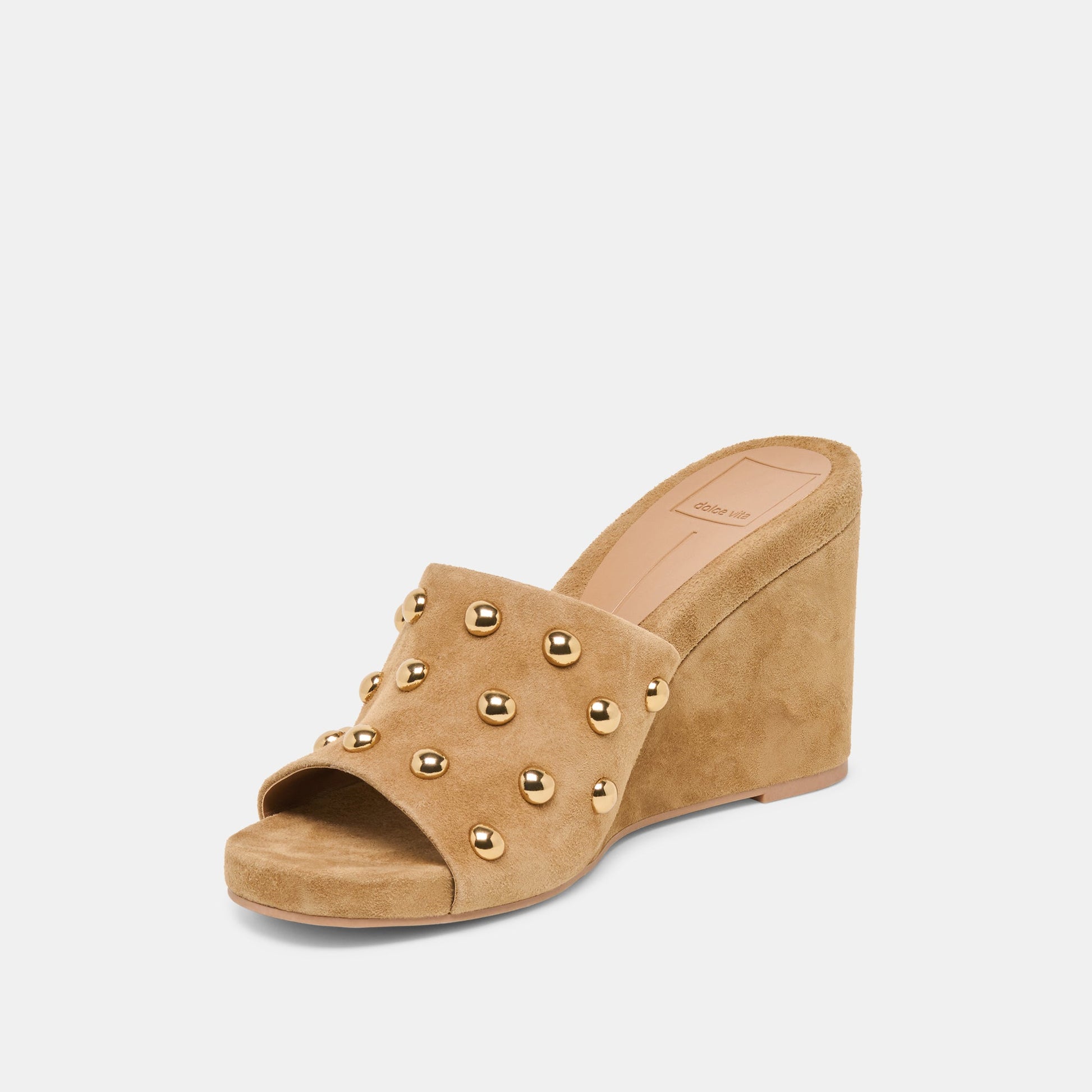 Holta Stud Lt Brown Suede Wedges Dolce Vita