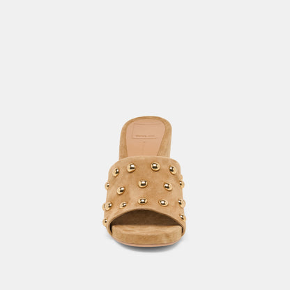 Holta Stud Lt Brown Suede Wedges Dolce Vita
