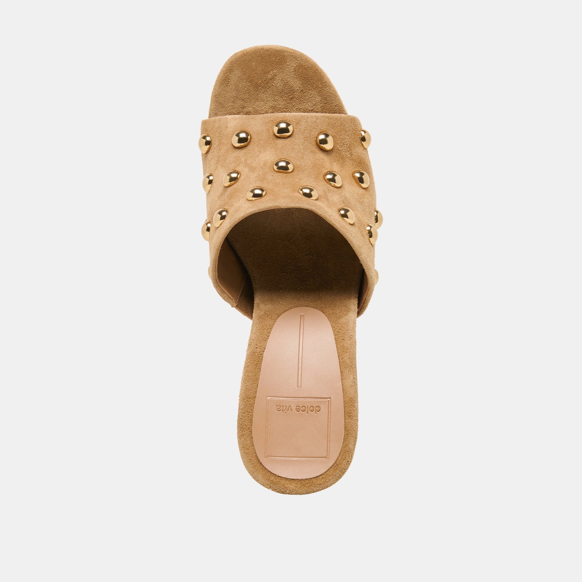 Holta Stud Lt Brown Suede Wedges Dolce Vita
